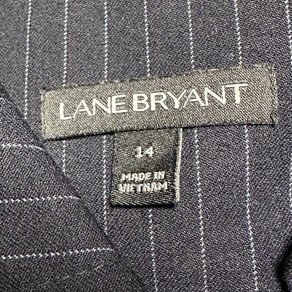 Lane Bryant Jacket Womens 14 Navy Blue Striped Moto Zip Up Ruffled Peplum Blazer - Picture 5 of 11